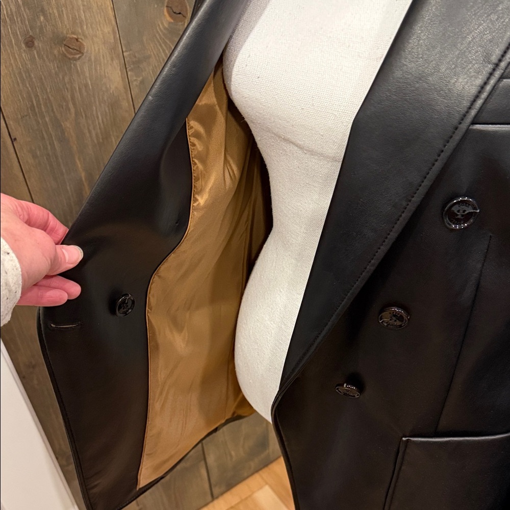 Boss Black Double-Breasted Vegan Leather Blazer - Picture 8 of 11